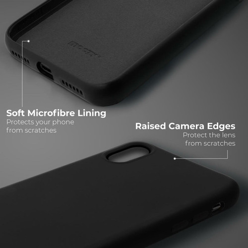 Moozy Moozy Lifestyle. Coque conçue pour iPhone X et iPhone XS, noire – Coque en silicone liquide avec finition mate et doublure en microfibre douce.