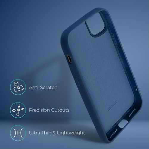 Coque, étui smartphone Moozy Lifestyle. Coque conçue pour iPhone 11, bleu nuit – Coque en silicone liquide avec finition mate et doublure en microfibre douce