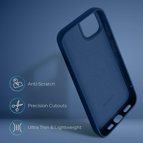 Coque, étui smartphone Moozy Lifestyle. Coque conçue pour iPhone 12 Pro Max, bleu nuit – Coque en silicone liquide avec finition mate et doublure en microfibre douce