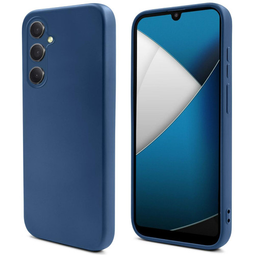 Coque, étui smartphone Moozy Moozy Lifestyle. Coque en silicone pour Samsung A34 5G, bleu nuit – Coque légère en silicone liquide avec finition mate et doublure en microfibre douce, coque en silicone de qualité supérieure