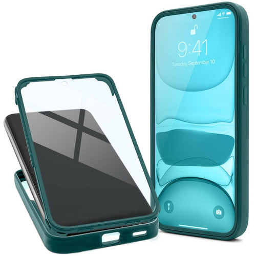 Moozy - Moozy Coque 360 pour Samsung A53 5G - Coque transparente à bord vert, protection intégrale double face, coque avec protecteur d'écran intégré Moozy  - Coque, étui smartphone