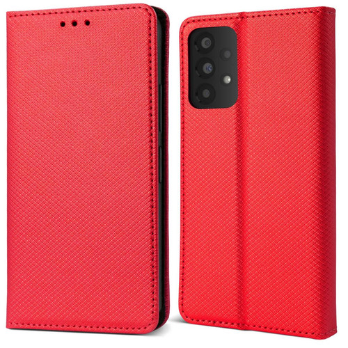 Moozy - Moozy Étui à rabat pour Samsung A13 4G, Rouge – Étui portefeuille à rabat magnétique intelligent avec porte-cartes et support, emplacements pour cartes de crédit, fonction béquille Moozy  - Accessoire Smartphone