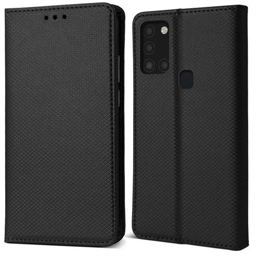 Moozy - Moozy Case Flip Cover pour Samsung A21s, Noir - Étui à Rabat Magnétique Intelligent avec Porte-Carte et Support Moozy - Coque, étui smartphone