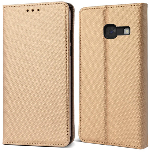 Coque, étui smartphone Moozy Moozy Case Flip Cover pour Samsung A5 2017, Or - Étui à Rabat Magnétique Intelligent avec Porte-Cartes et Support