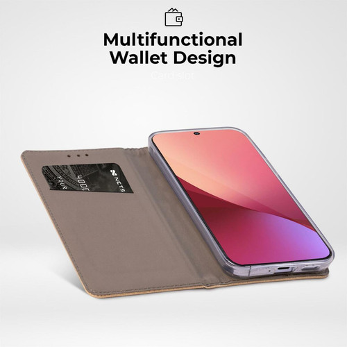 Moozy Moozy Étui à rabat pour Xiaomi 12 Pro, doré – Étui portefeuille à rabat magnétique intelligent avec porte-cartes et support, emplacements pour cartes de crédit, fonction béquille