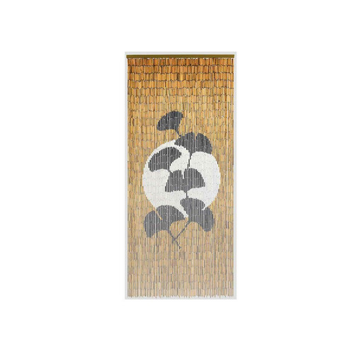 Morel - Rideau de porte Bâtonnets de bambou peints, dessin feuilles ginkgo - 90 x 200 cm - Morel Morel  - Menuiserie