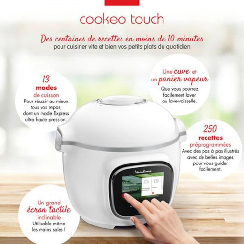 Multicuiseur Cookeo Touch - CE901100 - 1600 W - Blanc