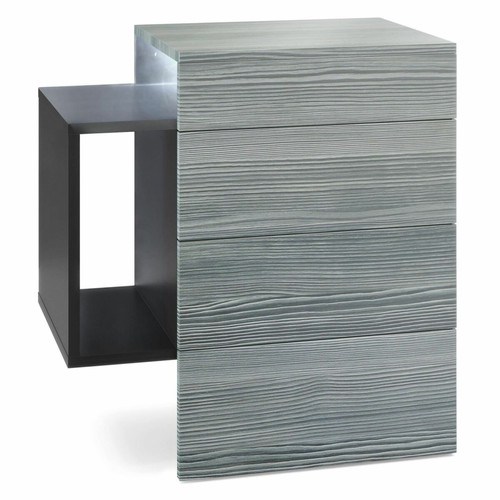 Mpc - Table De Chevet Noir Mat Et Avola Anthracite (lxhxp) : 60 X 63 X 36 + LED Mpc  - Table de chevet hauteur 60 cm