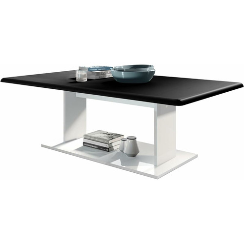 Mpc - Table De Salon Table Basse  En Blanc Avec Plateau De Dessus En Noir Mat 40 X 120 X 70 Mpc  - Table blanc mat