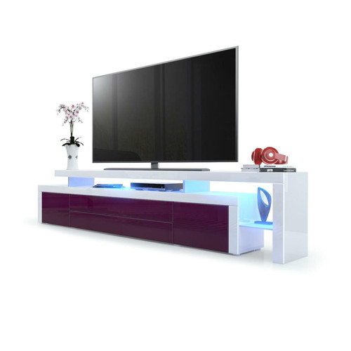 Mpc - Meuble TV Blanc Brillant Et Avola Anthracite Mat + LED (lxhxp) : 227 X 52 X 37 Mpc  - Mpc