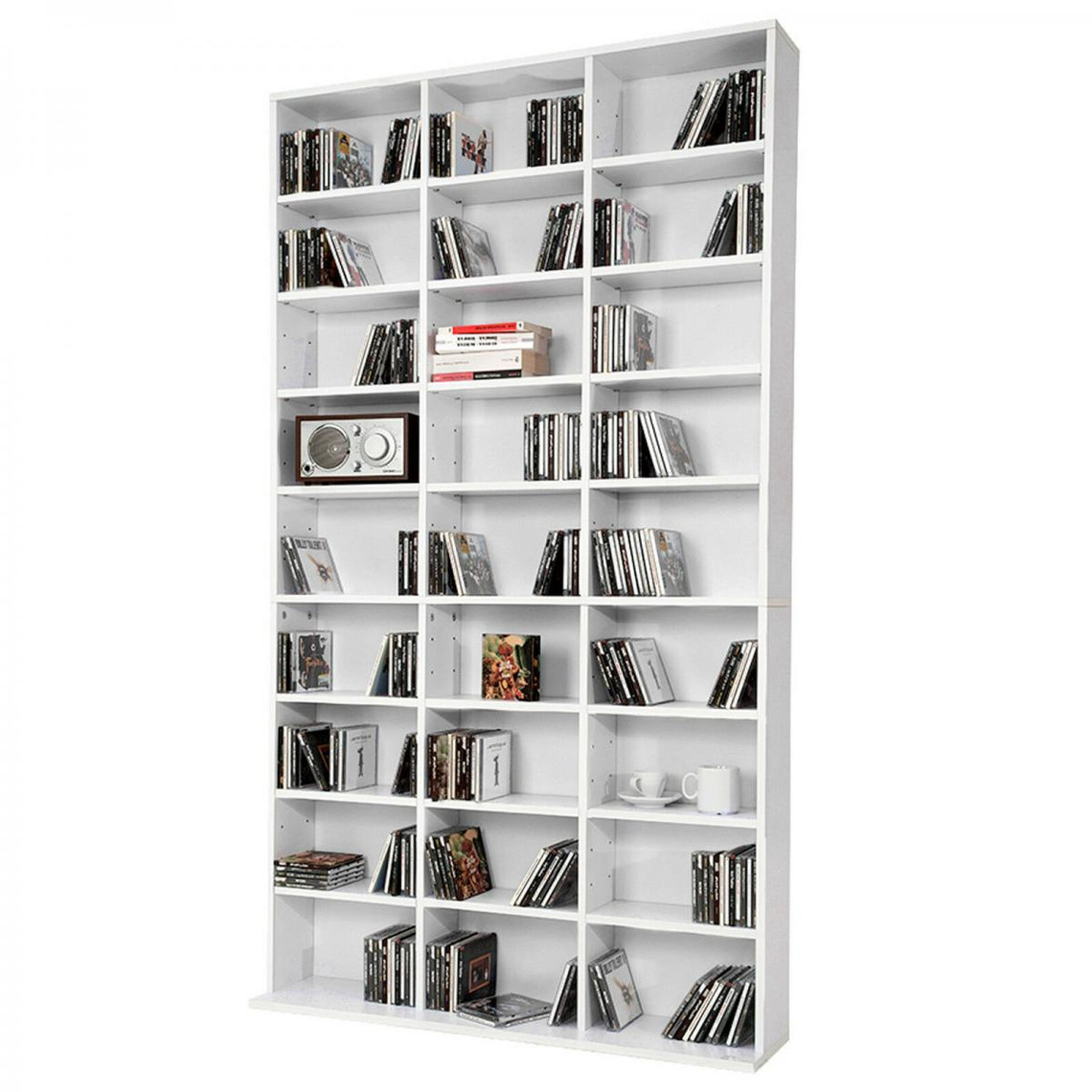 Mpc Etagère bibliothèque range cd blanc 102 x 180 x 15 cm (lxhxp)