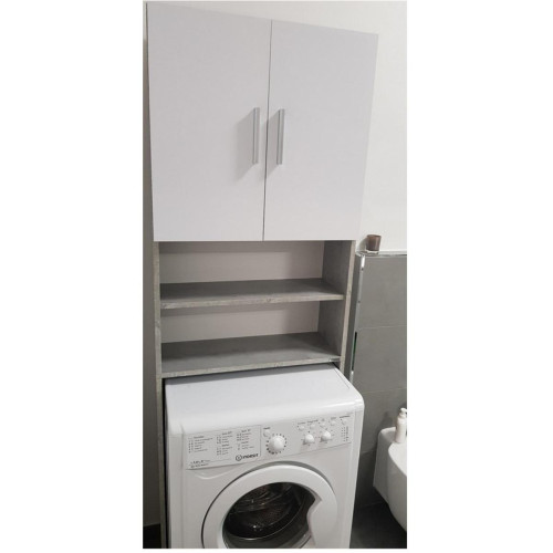 Mpc - Meuble lave-linge étagère de salle de bain 190x60cm béton gris - Mpc