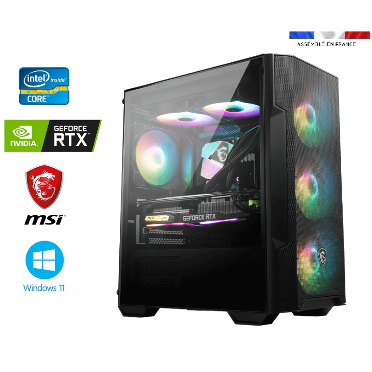 Msi PC Gamer intel I9-11900KF + Watercooling - RTX 4060 8GO MSI GAMING X - 32GO RAM - SSD 1To + HDD 2To - MSI Mag Forge M100R - Windows 11