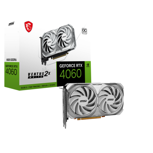 Msi - GeForce RTX 4060 VENTUS 2X WHITE 8G OC - Carte Graphique NVIDIA 1x8 pin