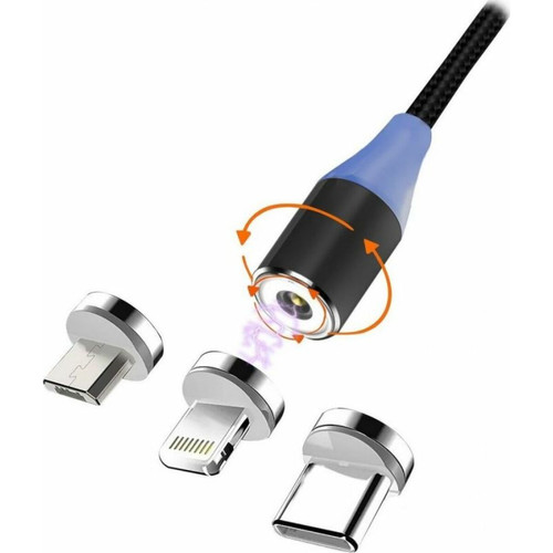 Câble antenne Msonic Msonic Câble magnétique 3W1, Micro Usb, Usb-C, transfert de données Lightning