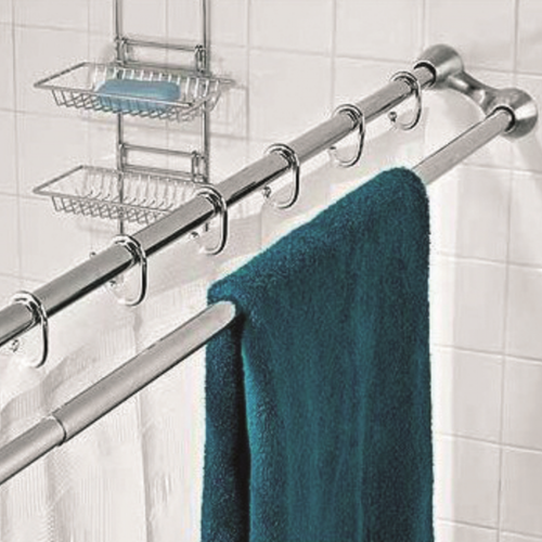 Msv - MSV Barre tringle pour rideau de douche ou baignoire Double extensible à fixer en Alu 125-225cm Inox - Msv
