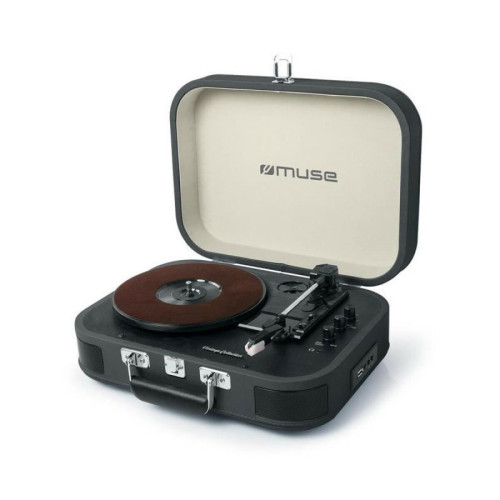 Platine Muse Platine vinyle stéréo Noire 33/45/78 tours avec enceintes intégrées - USB/SD/AUX - Prise casque