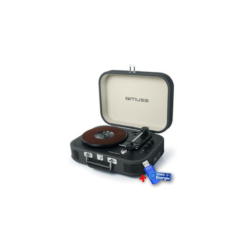 Muse - Platine vinyle stéréo Noire 33/45/78 tours avec enceintes intégrées - USB/SD/AUX - Prise casque+clé USB 32Go Muse  - Platine Muse