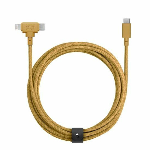 Native Union - NATIVE UNION Câble Eco Belt USB-C vers USB-C/Lightning - 1.8m Kraft Jaune Native Union  - Câble Lightning