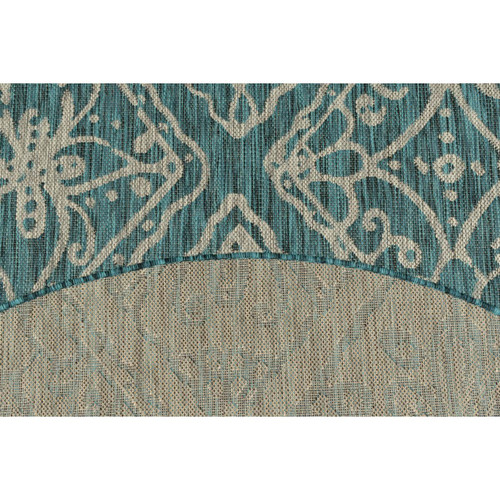 NAZAR Tapis avec ornement floral turquoise - 200x200