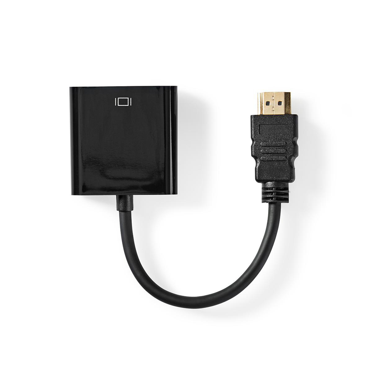 Adaptateurs Nedis Câble Adaptateur HDMI™ vers VGA Connecteur HDMI™ VGA Femelle + Sortie 3,5 mm  0,2 m Noir