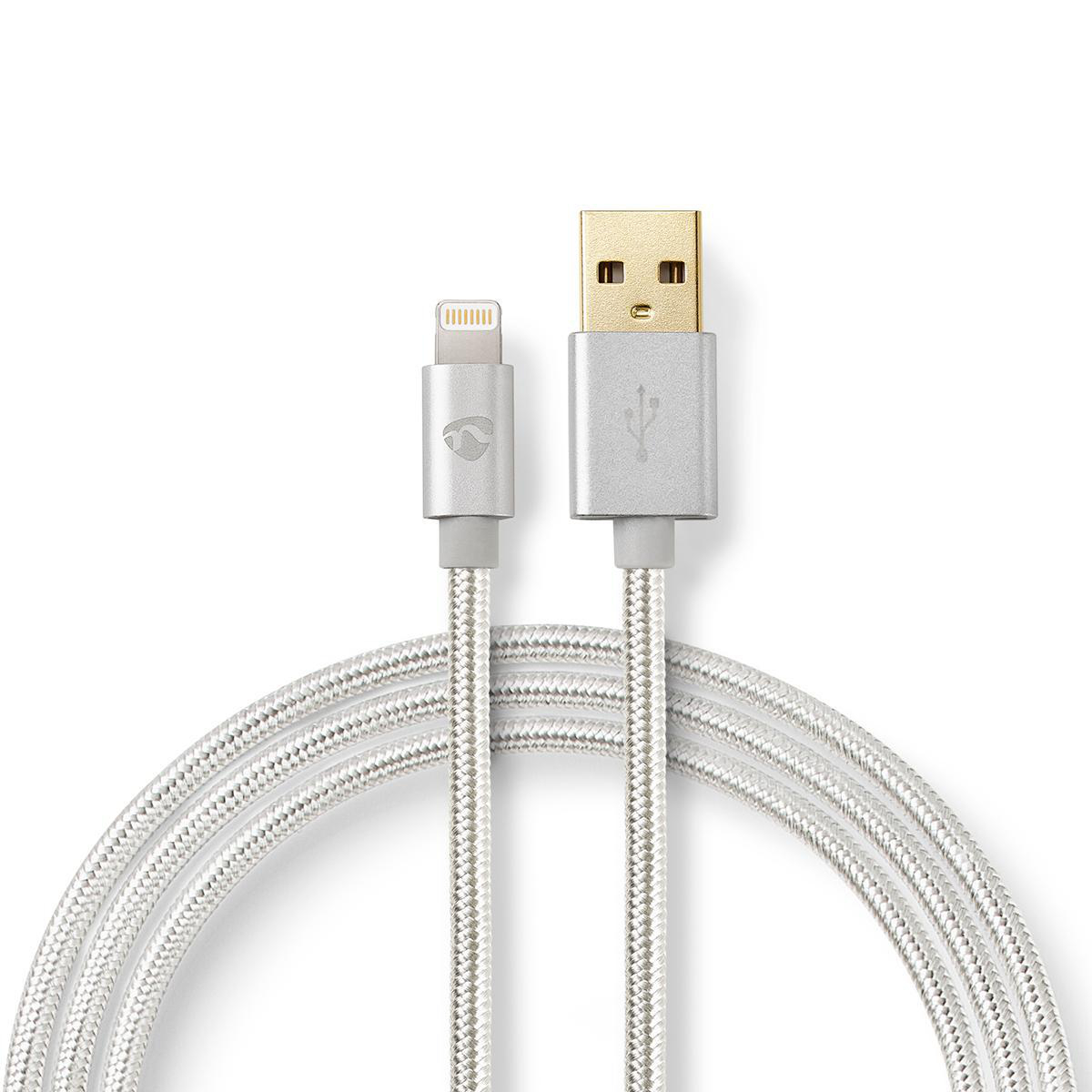 Adaptateurs Nedis Câble de Synchronisation et de Charge 3,0 m Plaqué Or USB-A Mâle vers Câble Lightning Mâle 8 Broches Compatible avec les Appareils Apple