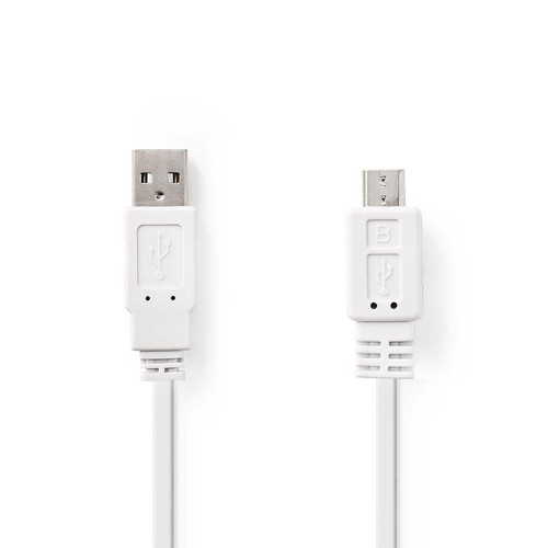Nedis - Câble USB 2.0 plat A Mâle - Micro B Mâle 1,0 m Blanc Nedis  - Marchand Monsieur plus