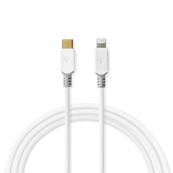 Câble antenne Nedis Nedis Câble Lightning Apple Mâle à 8 broches Lightning Apple vers USB-C 2,00 m Blanc