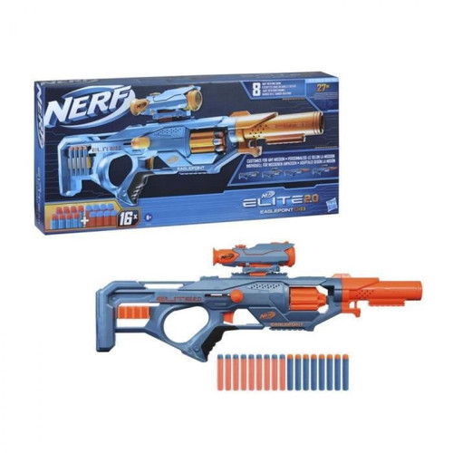Nerf - NERF - Elite 2.0 - Blaster Eaglepoint RD-8, barillet 8 fléchettes, viseur et canon amovibles, 16 fléchettes Nerf Nerf  - Jeux d'adresse