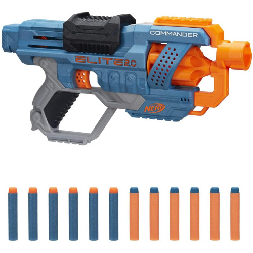 Nerf - pistolet Commander RD-6 et Flechettes Elite Officielles bleu orange - Nerf