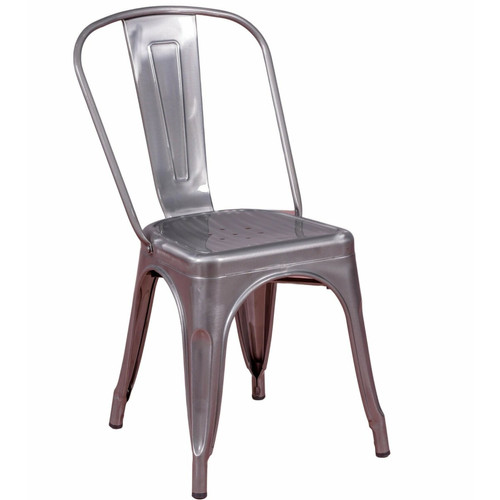 Nest Dream - Chaise industrielle en acier métallisé - Bistro Nest Dream  - Chaise scandinave grise Chaises