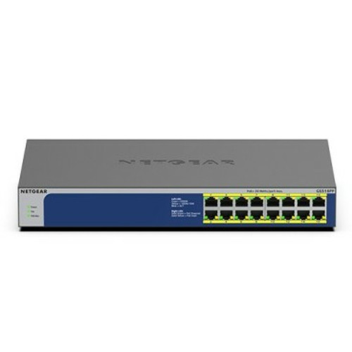Netgear - NETGEAR GS516PP Non-géré Gigabit Ethernet (10/100/1000) Connexion Ethernet, supportant l'alimentation via ce port (PoE) Bleu, Netgear  - Netgear