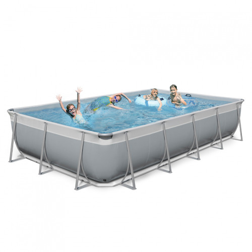 New Plast - New Plast piscine hors sol rectangulaire 650x265 H125 kit et accessoires gris blanc Futura 650 New Plast  - Piscines