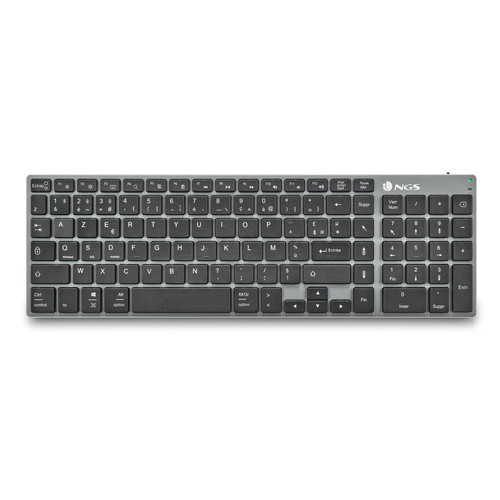 Ngs - NGS FORTUNE-BT FRENCH: Clavier sans fil multi dispositifs avec 12 touches multimedia. Touches ciseaux X-type. Aluminium. Rechargeable. DISPOSITION: FRANÇAIS - AZERTY Ngs  - Clavier Ngs