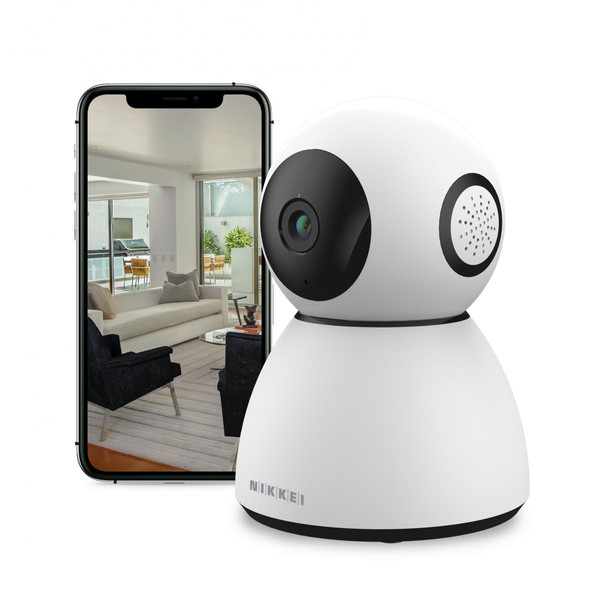 Caméra de surveillance connectée Nikkei CAM4 - Caméra de sécurité Smart Dome - Caméra WiFi rotative et inclinable avec détecteurs de mouvement - Nikkei Smart App