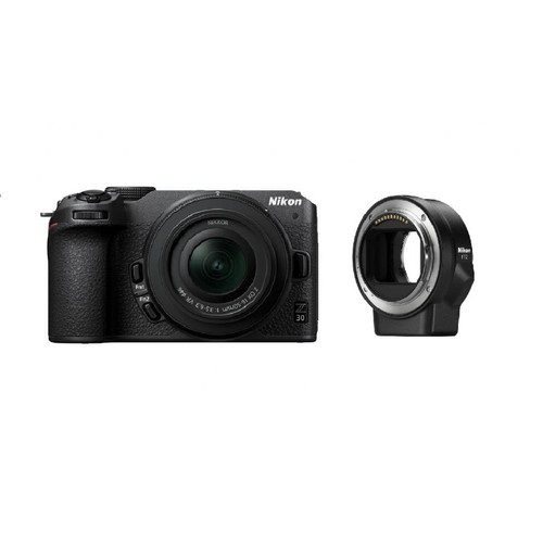Nikon - Appareil photo sans miroir Nikon Z30 avec objectif 16-50 mm avec adaptateur de montage FTZ Nikon - Appareil Hybride