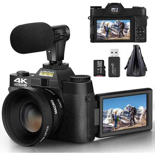 Appareil compact None Appareil Photo numérique, caméras vidéo NBD 4K pour la Photographie pour Youtube avec WiFi, écran IPS 3,0" à 180°, Objectif Grand Angle, Objectif Macro, Zoom numérique 16X