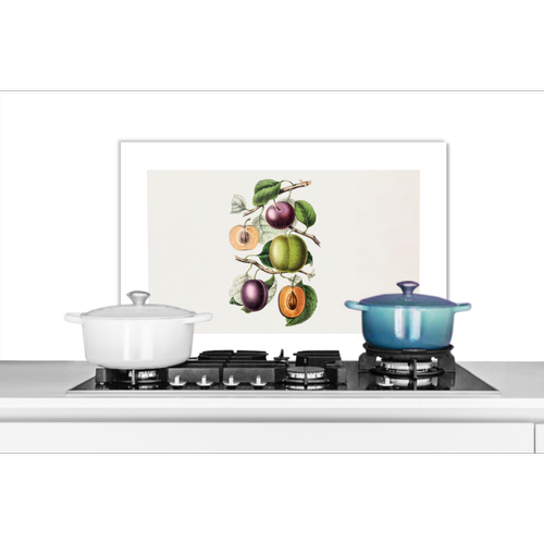 MuchoWow - Credence Aliments - Fruits - Pêche Fond de hotte 60x40 cm Credence aluminium Plaque inox de cuisine - Credence
