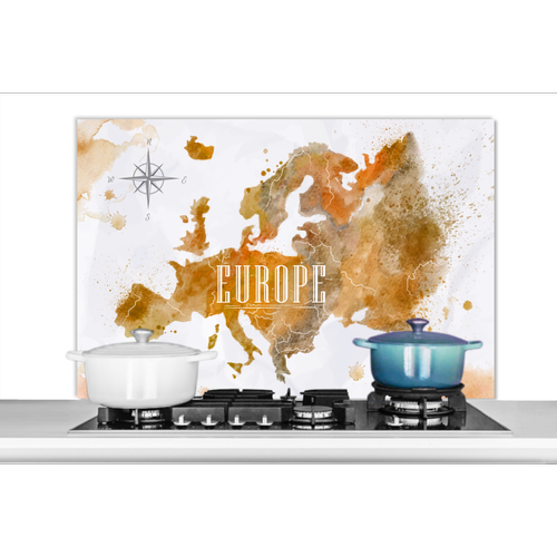 None - Credence Europe - Peinture - Carte du monde Fond de hotte 100x65 cm Credence aluminium Plaque inox de cuisine - None