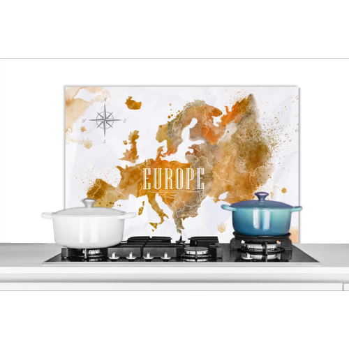 None - Credence Europe - Peinture - Carte du monde Fond de hotte 90x60 cm Credence aluminium Plaque inox de cuisine - None