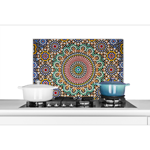 MuchoWow -Credence Une vue de dessus de la mosaïque marocaine Fond de hotte 60x40 cm Credence aluminium Plaque inox de cuisine MuchoWow  - MuchoWow