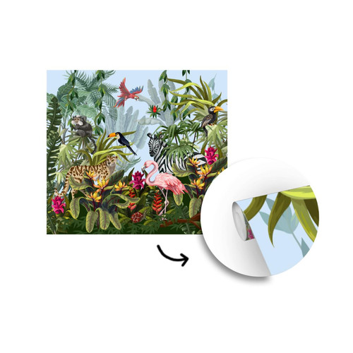 MuchoWow - Papier peint Nature - animaux de la jungle - tropical Papier peint photo 220x220 cm Papier peint imprimé - Papier peint