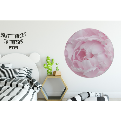 MuchoWow Tableau imprimé rond Gros plan et vue de dessus d'une pivoine rose Impression sur aluminium en rond 120x120 cm Tableau decoration murale salon