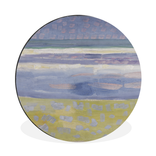 MuchoWow - Tableau imprimé rond La mer après le coucher du soleil - Piet Mondrian Impression sur aluminium en rond 90x90 cm Tableau decoration murale salon - Tableau coucher soleil