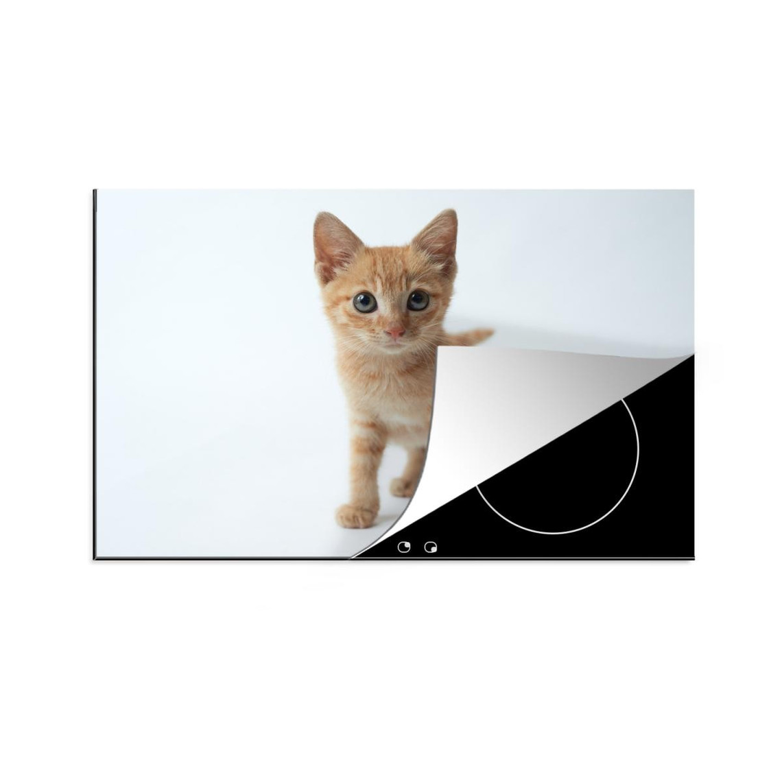 MuchoWow Tapis plaque induction Chat - Rouge - Chaton Protection plaque induction 78x52 cm Protege plaque induction