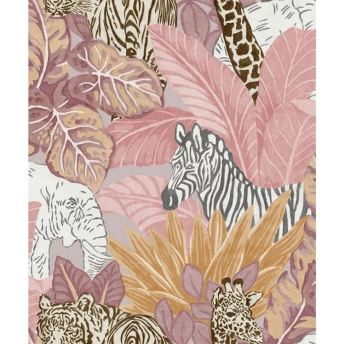 NOORDWAND - Noordwand Papier peint Good Vibes Jungle Animals Rose et orange NOORDWAND  - Papier peint