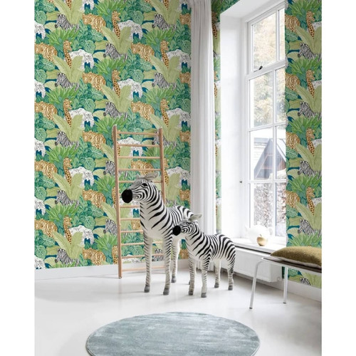 NOORDWAND - Noordwand Papier peint Good Vibes Jungle Animals Vert et noir NOORDWAND  - Revêtement mural intérieur