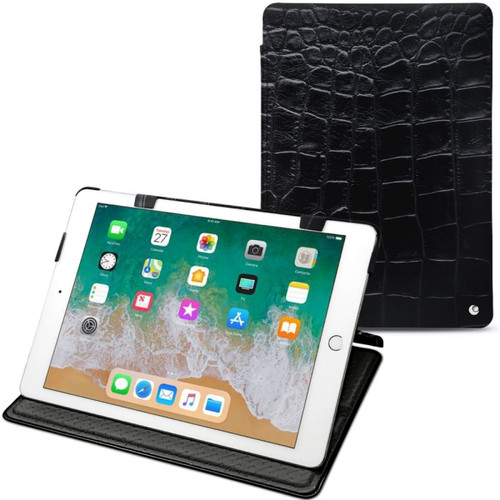 Noreve - Housse cuir Apple iPad 9.7' (2018) - Rabat horizontal - Crocodile nero ( Noir / Black) - NOREVE Noreve  - Accessoires et consommables