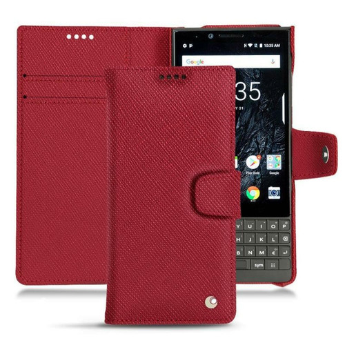 Noreve - Housse cuir Blackberry Key2 - Rabat portefeuille - Rouge passion ( Pantone #a6192e ) - NOREVE Noreve  - Coque, étui smartphone