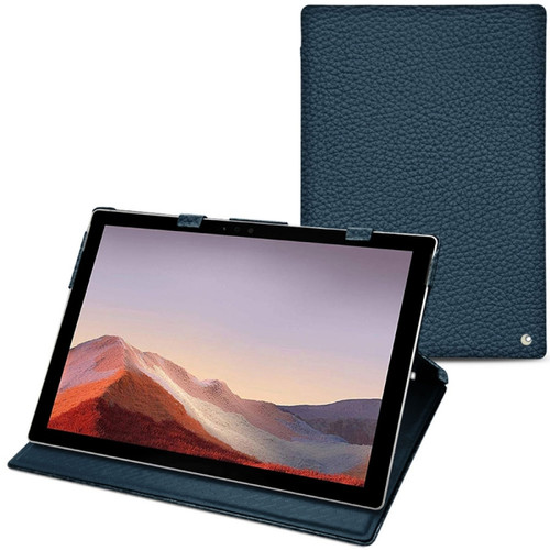 Housse, étui tablette Noreve Housse cuir Microsoft Surface Pro 7 - Rabat vertical - Indigo ( Pantone #1f4565 ) - NOREVE